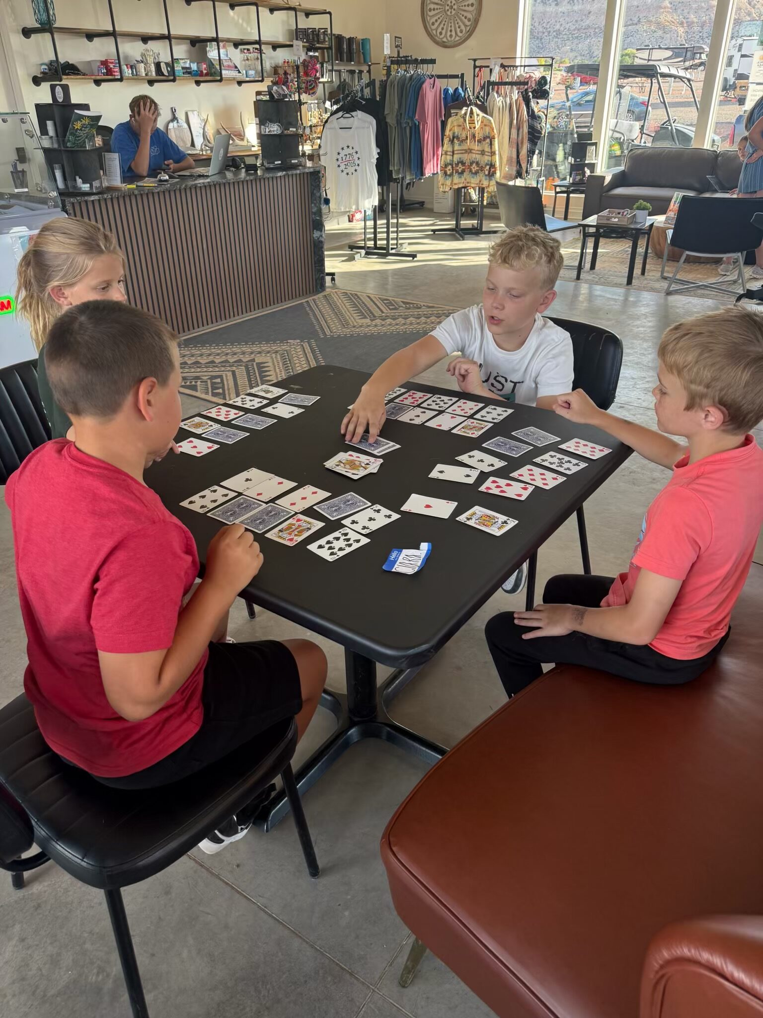 Indoor table and seating in the clubhouse